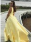A-Line V-Neck Long Yellow Prom Dresses Formal Evening Dresses 99501369