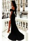 Elegant Long Black Off-the-Shoulder Prom Dresses Evening Gowns with Slit 99501381