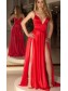Sexy Spaghetti Straps V-neck Long Prom Dress Formal Evening Dresses with High Slits  99501387