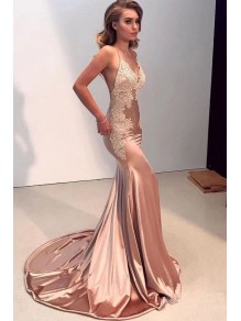 Sexy Mermaid V-Neck Lace Long Prom Dress Formal Evening Dresses 99501389