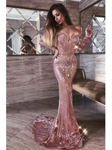 Sexy Mermaid Sparkling Long Sleeves Long Prom Dress Formal Evening Dresses 99501390