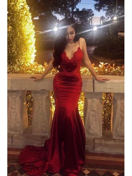 Sexy Mermaid V-Neck Lace Long Prom Dress Formal Evening Dresses 99501391