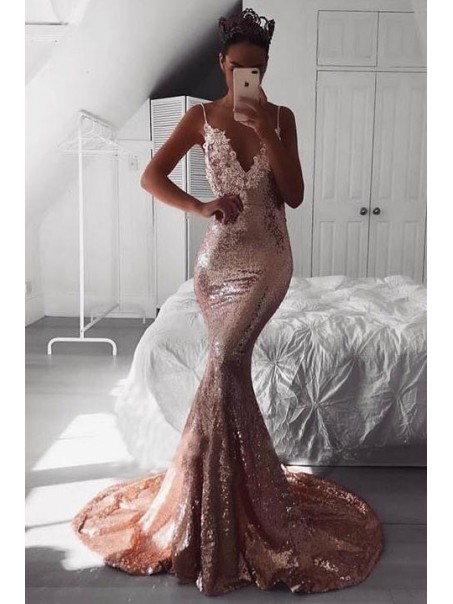 Mermaid V-Neck Spaghetti Straps Long Prom Dress Formal Evening Dresses 99501395 Mermaid V-Neck Spaghetti Straps Long Prom Dress Formal Evening Dresses 99501395