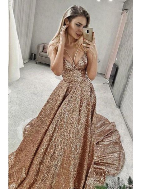 A-Line Sparkling Long Prom Dress Formal Evening Dresses 99501396