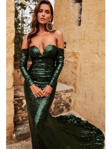 Mermaid Off-the-Shoulder Long Sleeves Sparkling Long Prom Dress Formal Evening Dresses 99501407 Mermaid Off-the-Shoulder Long Sleeves Sparkling Long Prom Dress Formal Evening Dresses 99501407