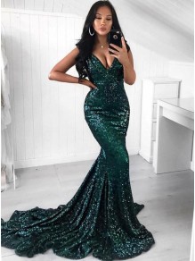 Mermaid V-Neck Sparkling Long Prom Dress Formal Evening Dresses 99501408 Mermaid V-Neck Sparkling Long Prom Dress Formal Evening Dresses 99501408