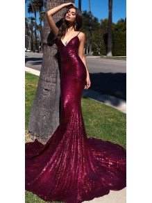 Mermaid V-Neck Spaghetti Straps Sparkling Long Prom Dress Formal Evening Dresses 99501409 Mermaid V-Neck Spaghetti Straps Sparkling Long Prom Dress Formal Evening Dresses 99501409