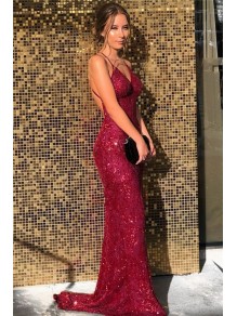 Mermaid V-Neck Spaghetti Straps Sparkling Long Prom Dress Formal Evening Dresses 99501410 Mermaid V-Neck Spaghetti Straps Sparkling Long Prom Dress Formal Evening Dresses 99501410