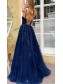 A-Line V-Neck Lace Appliques Long Prom Dress Formal Evening Dresses 99501419