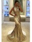 Mermaid Gold Sparkling Long Prom Dress Formal Evening Dresses 99501425