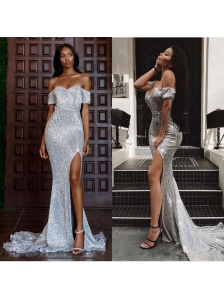 Mermaid Off-the-Shoulder Sparkling Long Prom Dress Formal Evening Dresses 99501428