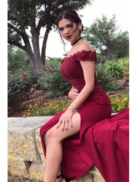 Mermaid Off-the-Shoulder Lace Long Prom Dress Formal Evening Dresses 99501436