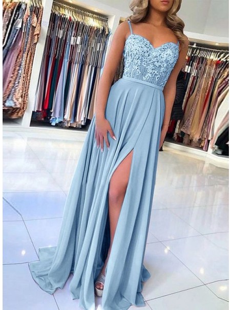 A-Line Beaded Lace Chiffon Long Prom Dress Formal Evening Dresses 99501441
