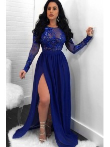 Long Sleeves Chiffon Lace Long Prom Dress Formal Evening Dresses 99501455