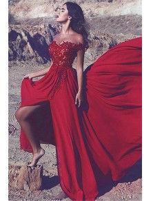 A-Line Off-the-Shoulder Lace Chiffon Long Red Prom Dress Formal Evening Dresses 99501466 A-Line Off-the-Shoulder Lace Chiffon Long Red Prom Dress Formal Evening Dresses 99501466