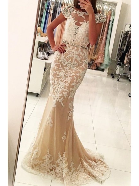 Mermaid Beaded Lace Long Prom Dress Formal Evening Dresses 99501484