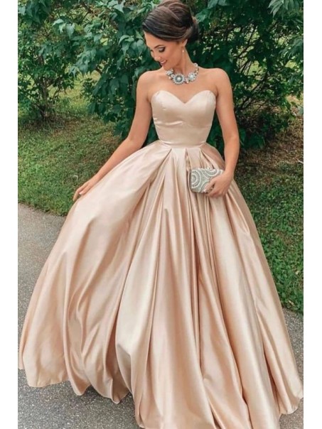 Ball Gown Sweetheart Satin Long Prom Dress Formal Evening Dresses 99501487