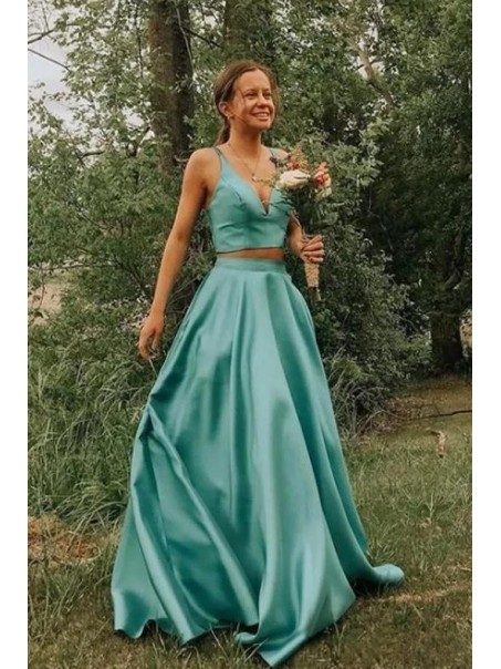 A-Line Two Pieces Long Prom Dress Formal Evening Dresses 99501499