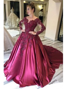 Ball Gown Long Sleeves Lace Long Prom Dress Formal Evening Dresses 99501513
