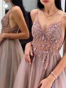 A-Line Beaded Long Prom Dress Formal Evening Dresses 99501533