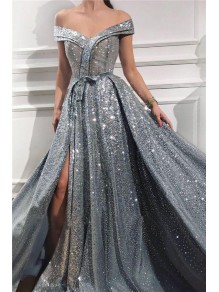 A-Line Off-the-Shoulder Sparkling Long Prom Dress Formal Evening Dresses 99501536 A-Line Off-the-Shoulder Sparkling Long Prom Dress Formal Evening Dresses 99501536