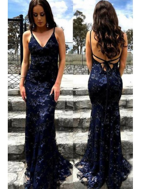 Mermaid Lace V-Neck Long Prom Dress Formal Evening Dresses 99501544