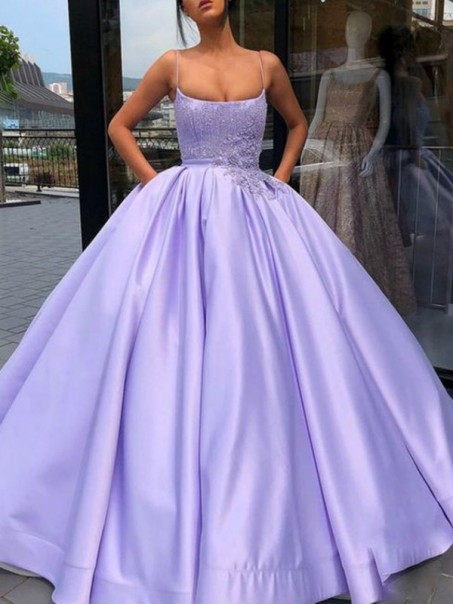 Ball Gown Satin Lace Long Prom Dress Formal Evening Dresses 99501553