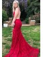 Mermaid Backless Lace V-Neck Long Prom Dress Formal Evening Dresses 99501559