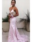Mermaid Backless Lace V-Neck Long Prom Dress Formal Evening Dresses 99501559