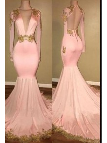 Mermaid Deep V-Neck Long Sleeves Long Prom Dress Formal Evening Dresses 99501560 Mermaid Deep V-Neck Long Sleeves Long Prom Dress Formal Evening Dresses 99501560
