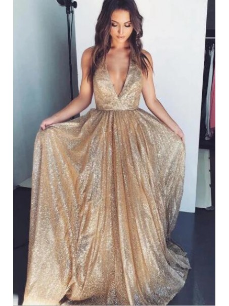 A-Line V-Neck Sparkle Long Prom Dress Formal Evening Dresses 99501561 A-Line V-Neck Sparkle Long Prom Dress Formal Evening Dresses 99501561