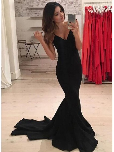 Long Black Mermaid V-Neck Long Prom Dress Formal Evening Dresses 99501566 Long Black Mermaid V-Neck Long Prom Dress Formal Evening Dresses 99501566