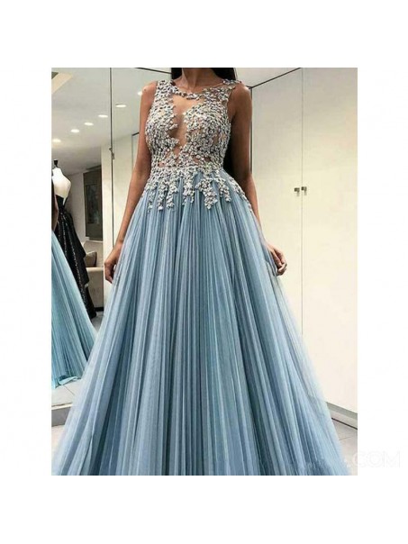 A-Line Lace Long Prom Dress Formal Evening Dresses 99501575