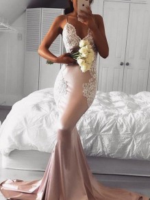 Mermaid Lace V-Neck Long Prom Dress Formal Evening Dresses 99501615 Mermaid Lace V-Neck Long Prom Dress Formal Evening Dresses 99501615
