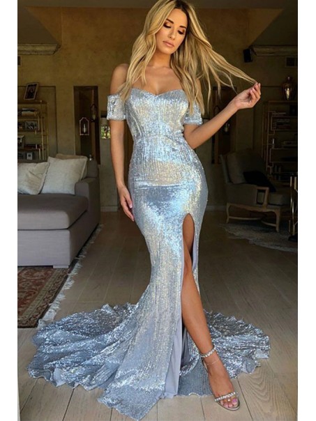 Mermaid Off-the-Shoulder Sparkle Long Prom Dress Formal Evening Dresses 99501632