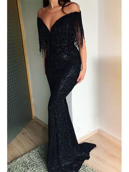 Mermaid Sequins V-Neck Long Black Prom Dress Formal Evening Dresses 99501641 Mermaid Sequins V-Neck Long Black Prom Dress Formal Evening Dresses 99501641
