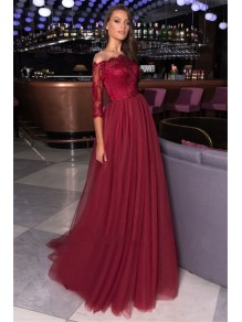 A-Line Lace and Tulle Long Prom Dress Formal Evening Dresses 99501648 A-Line Lace and Tulle Long Prom Dress Formal Evening Dresses 99501648