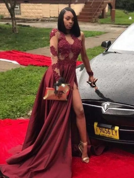 A-Line Lace Long Sleeves Long Prom Dress Formal Evening Dresses 99501654 A-Line Lace Long Sleeves Long Prom Dress Formal Evening Dresses 99501654