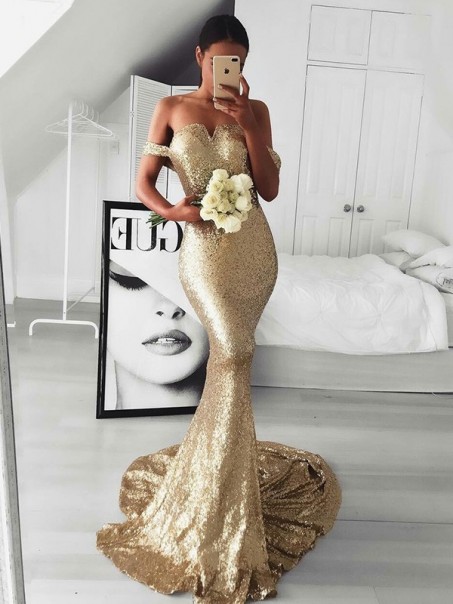 Mermaid Off-the-Shoulder Sequins Long Prom Dress Formal Evening Dresses 99501657
