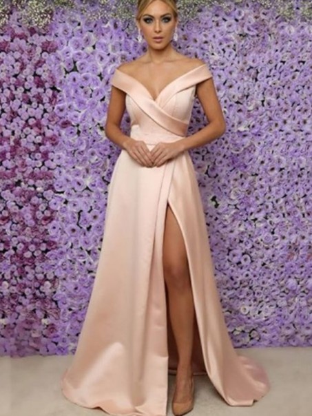 A-Line V-Neck Off-the-Shoulder Long Prom Dress Formal Evening Dresses 99501660