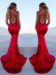 Mermaid V-Neck Long Red Prom Dress Formal Evening Dresses 99501663