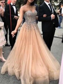 A-Line Beaded Sweetheart Long Prom Dress Formal Evening Dresses 99501677 A-Line Beaded Sweetheart Long Prom Dress Formal Evening Dresses 99501677