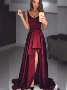 High Low V-Neck Prom Dress Formal Evening Dresses 99501681