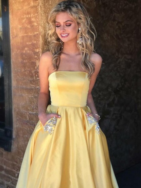 A-Line Beaded Satin Long Prom Dress Formal Evening Dresses 99501685 A-Line Beaded Satin Long Prom Dress Formal Evening Dresses 99501685