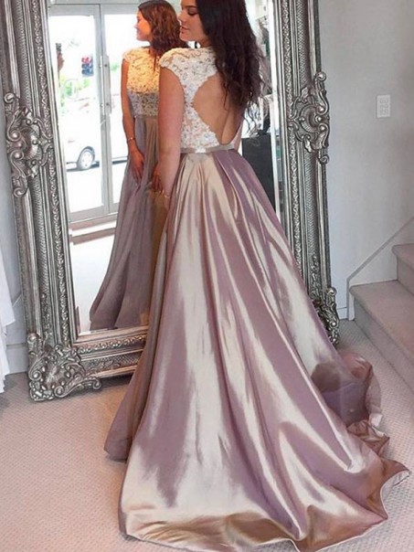 A-Line Lace Long Prom Dress Formal Evening Dresses 99501689