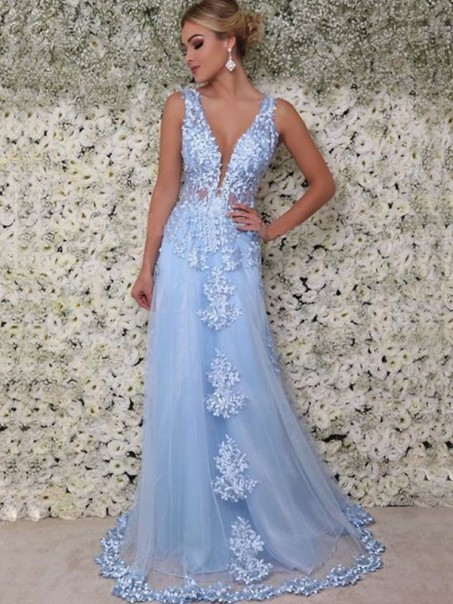 A-Line Lace V-Neck Long Prom Dress Formal Evening Dresses 99501714 A-Line Lace V-Neck Long Prom Dress Formal Evening Dresses 99501714