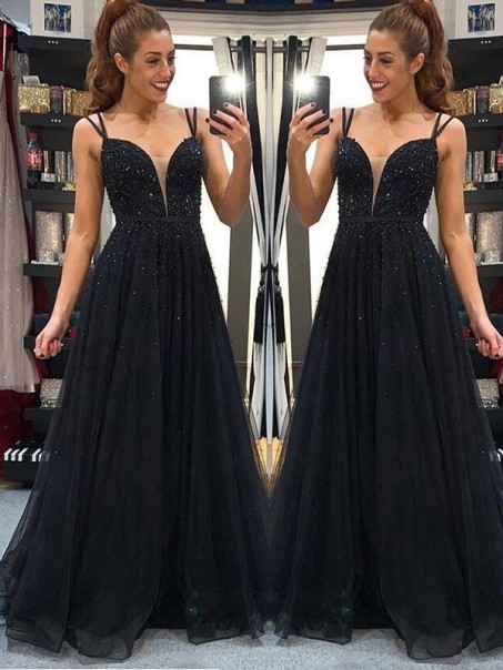 A-Line Beaded Long Black Prom Dress Formal Evening Dresses 99501722 A-Line Beaded Long Black Prom Dress Formal Evening Dresses 99501722