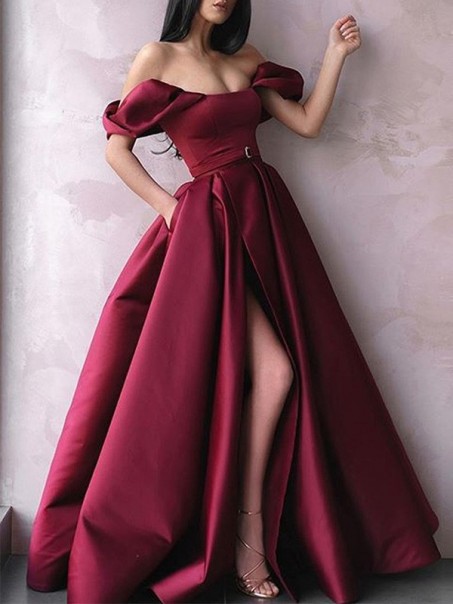 A-Line Off-the-Shoulder Long Prom Dress Formal Evening Dresses 99501738