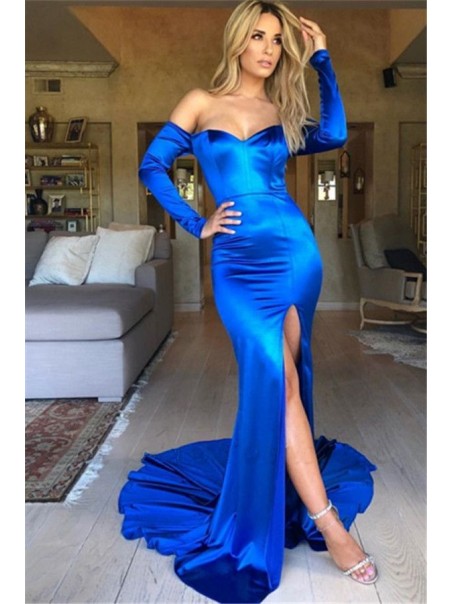 Mermaid Long Sleeves Off-the-Shoulder Prom Dress Formal Evening Dresses 99501761