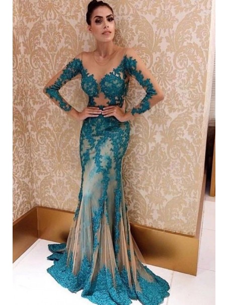 Mermaid Lace Long Sleeves Prom Dress Formal Evening Dresses 99501764 Mermaid Lace Long Sleeves Prom Dress Formal Evening Dresses 99501764